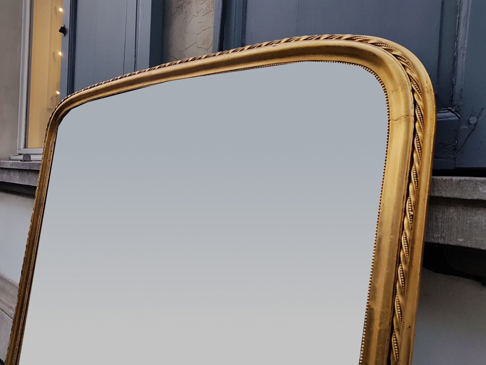 Miroir de cheminée doré, bois et verre, 19ème