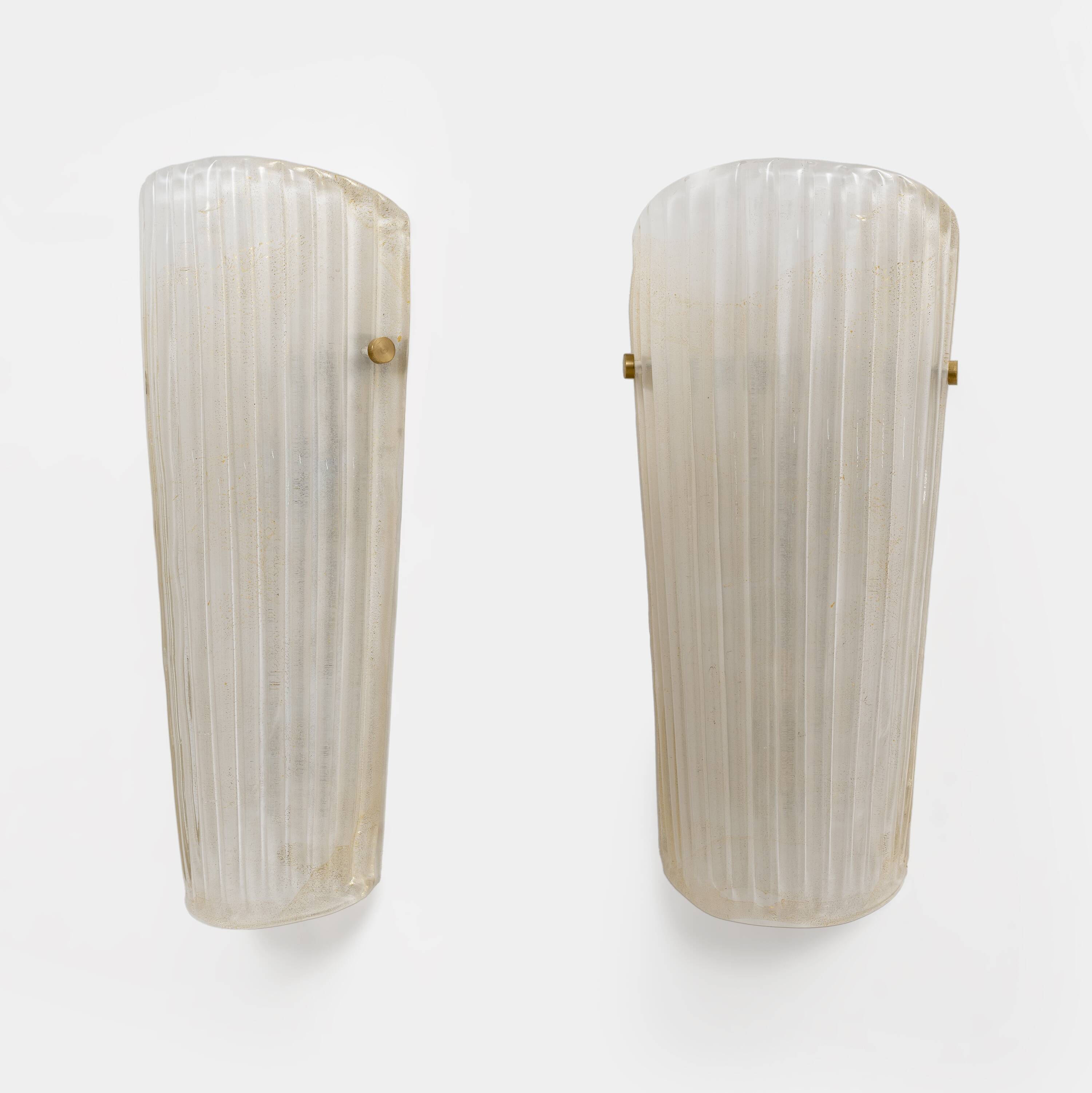 Pair of Murano Glass Sconces with Gold Dust Inclusions