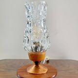 Tripod vintage tafellamp uit de jaren 60 met glazen lampenkap