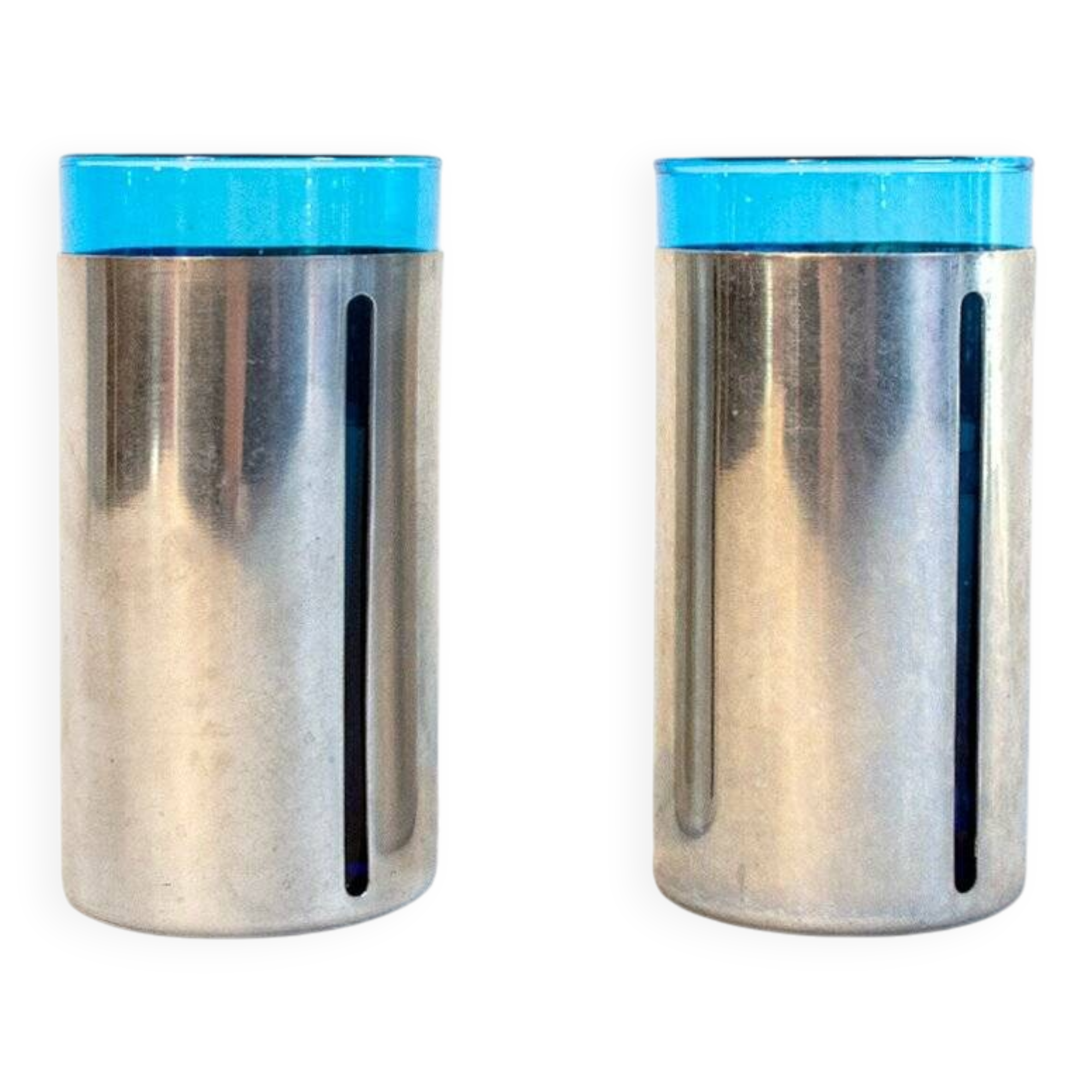 Verres recouverts d'étain, années 70, lot de 2