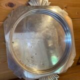 Elegant Art Deco silver-plated metal serving tray, double hallmarked