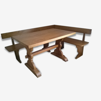 Table de cuisine en chêne avec banc