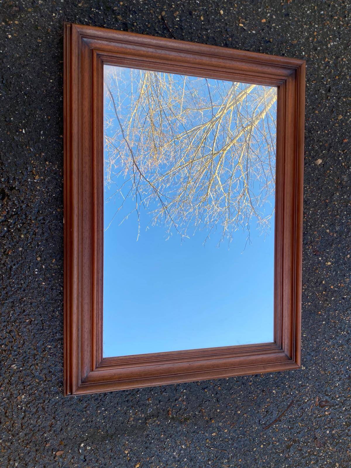 Vintage Scandinavian rectangular mirror in solid wood 75x55cm