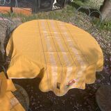 Nappe basque et 6 serviettes en coton orange kiva vintage