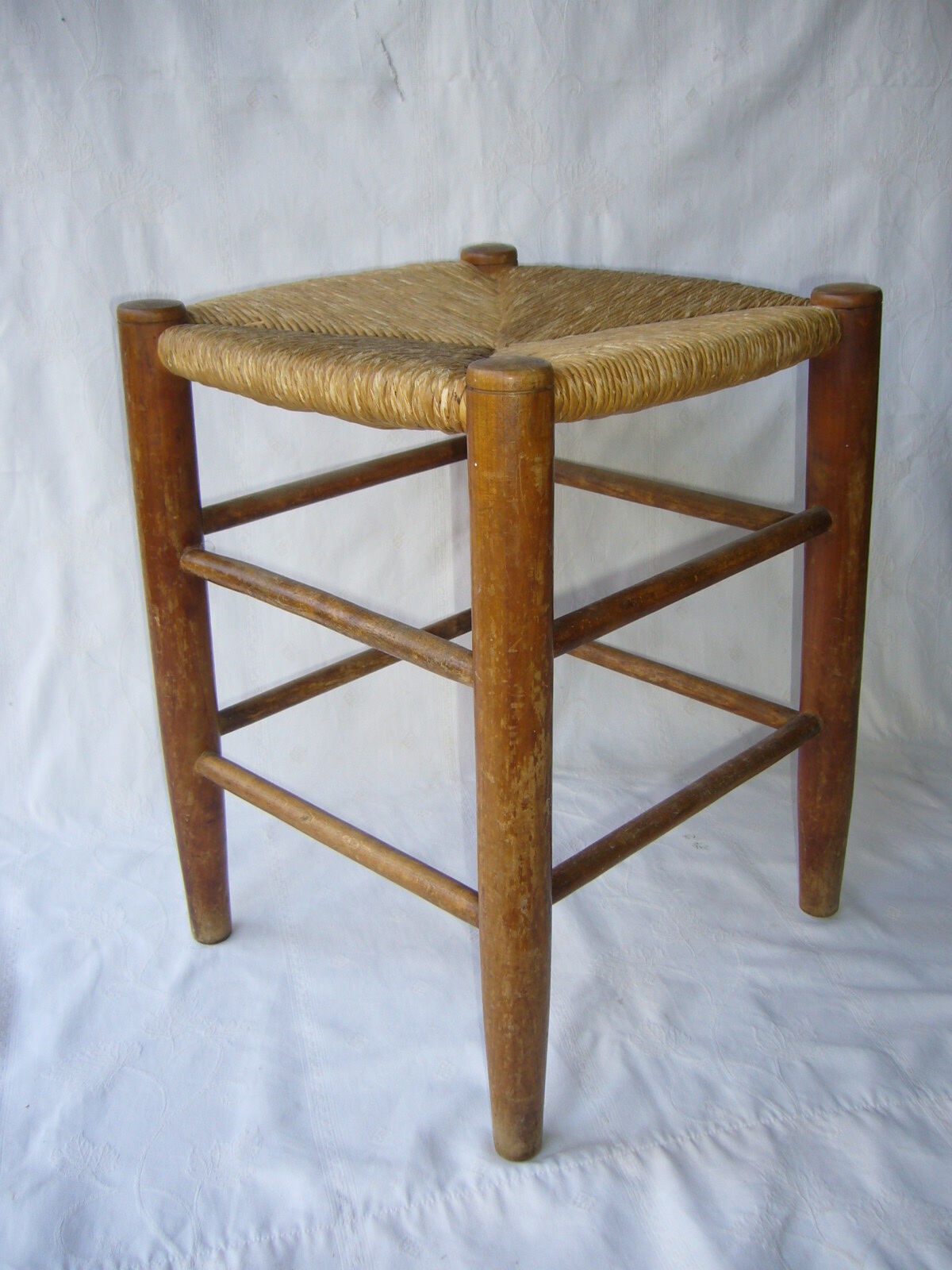 Wooden stool, mulched seat