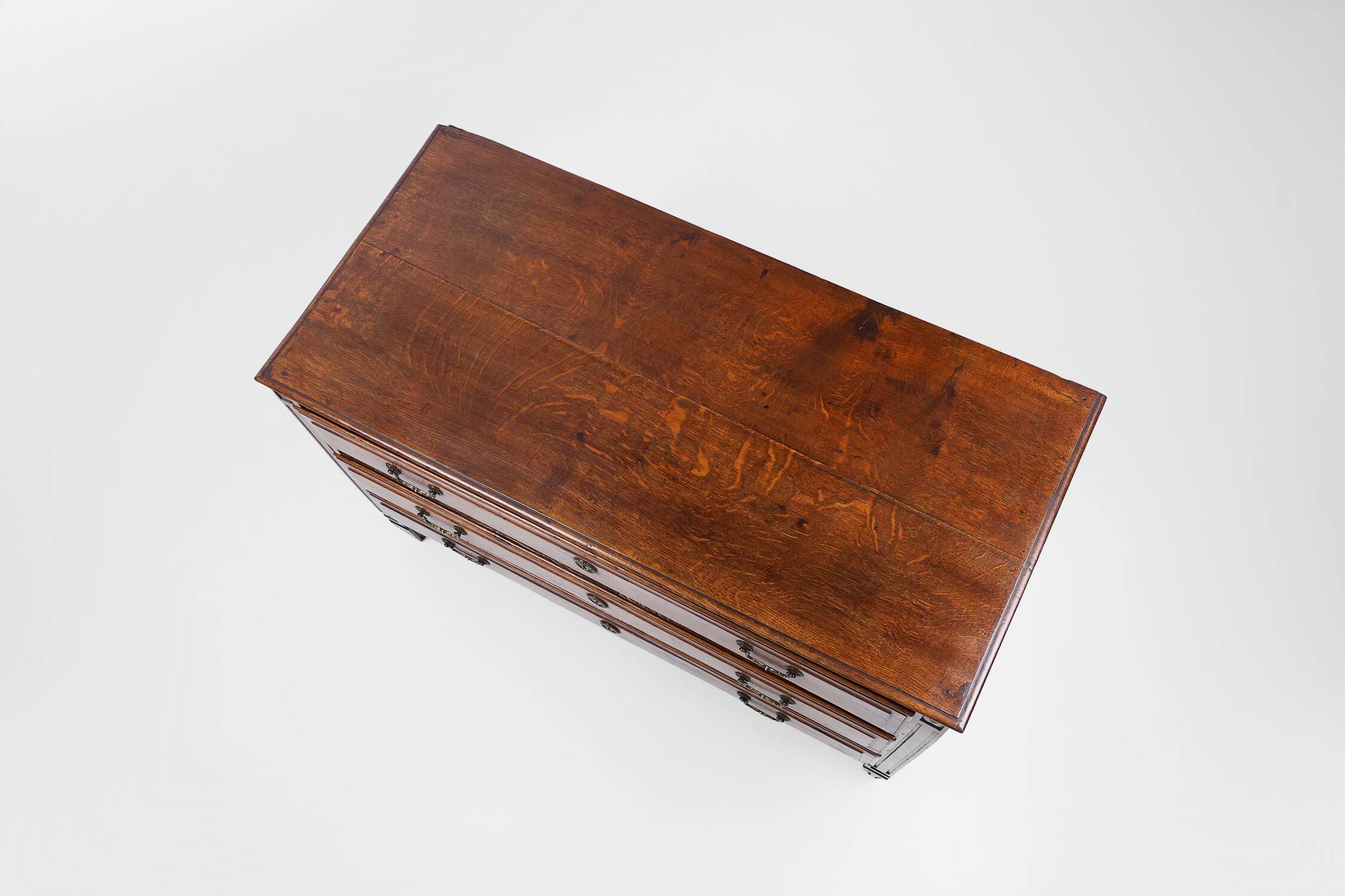 French rustic chest of drawers in solid oak with 3 drawers, ca. 1850