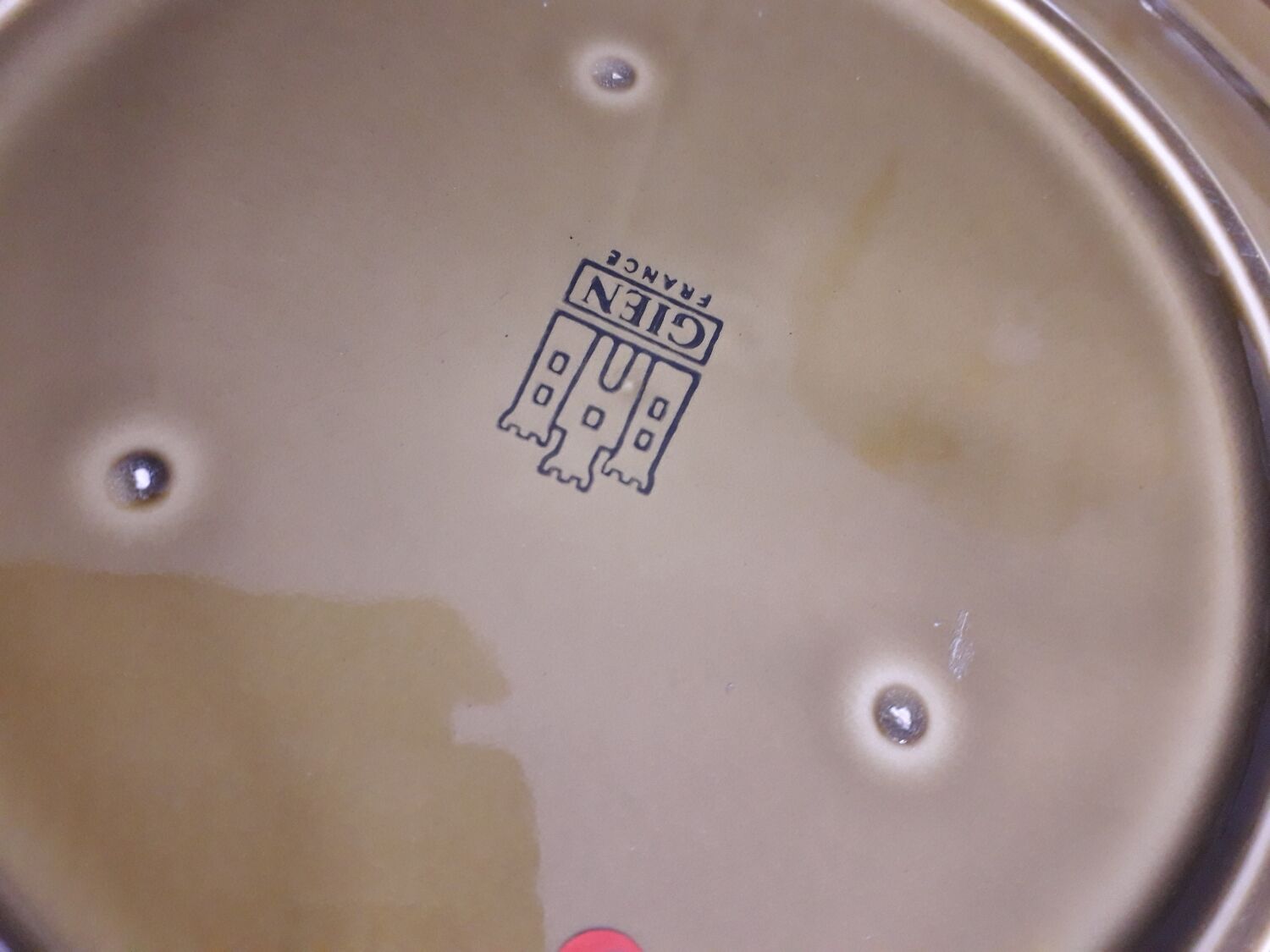 Vintage green Gien dish 29 cm