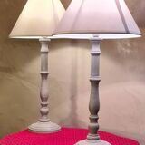 pair of taupe patinated wood lamps in classic Scandinavian style 48x25