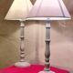 pair of taupe patinated wood lamps in classic Scandinavian style 48x25