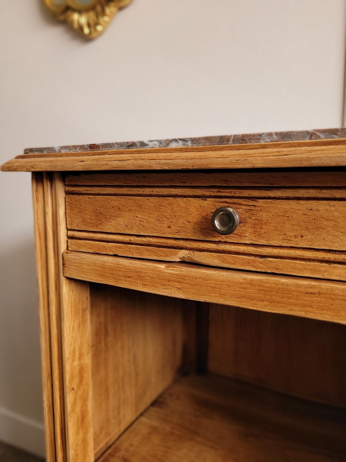 Wooden bedside table in Art Deco style