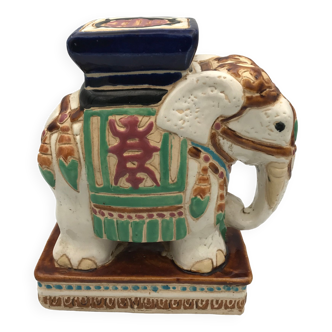 Support Porte-Plante Éléphant en céramique Sculpture Polychrome Décorative 20 cm