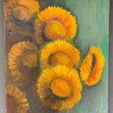Oil on canvas by o tremoureux tournesols XXeme still life