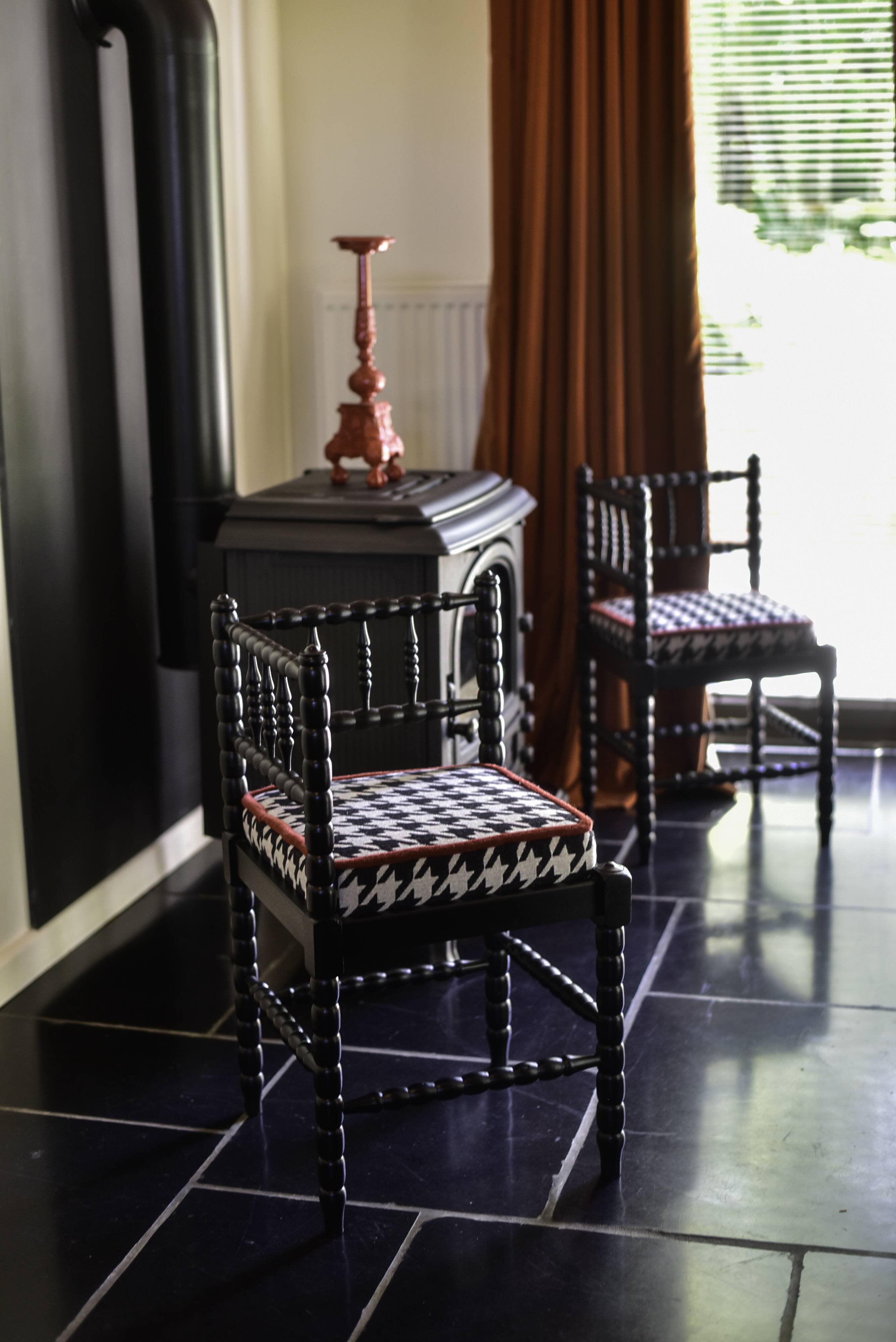 Wooden corner chairs