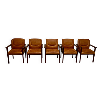 Set of 5 leather chairs "1960 design".