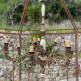Chandelier with 3 cherubs in bronze and alabaster