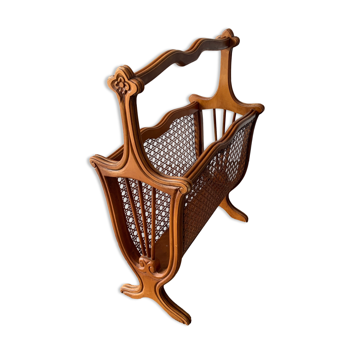 Magazine holder wooden and cannage