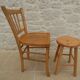 Set chair and stool in solid wood in its patina