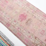 3x12 Soft Pink & Brown Turkish Runner Rug, 86x374CM