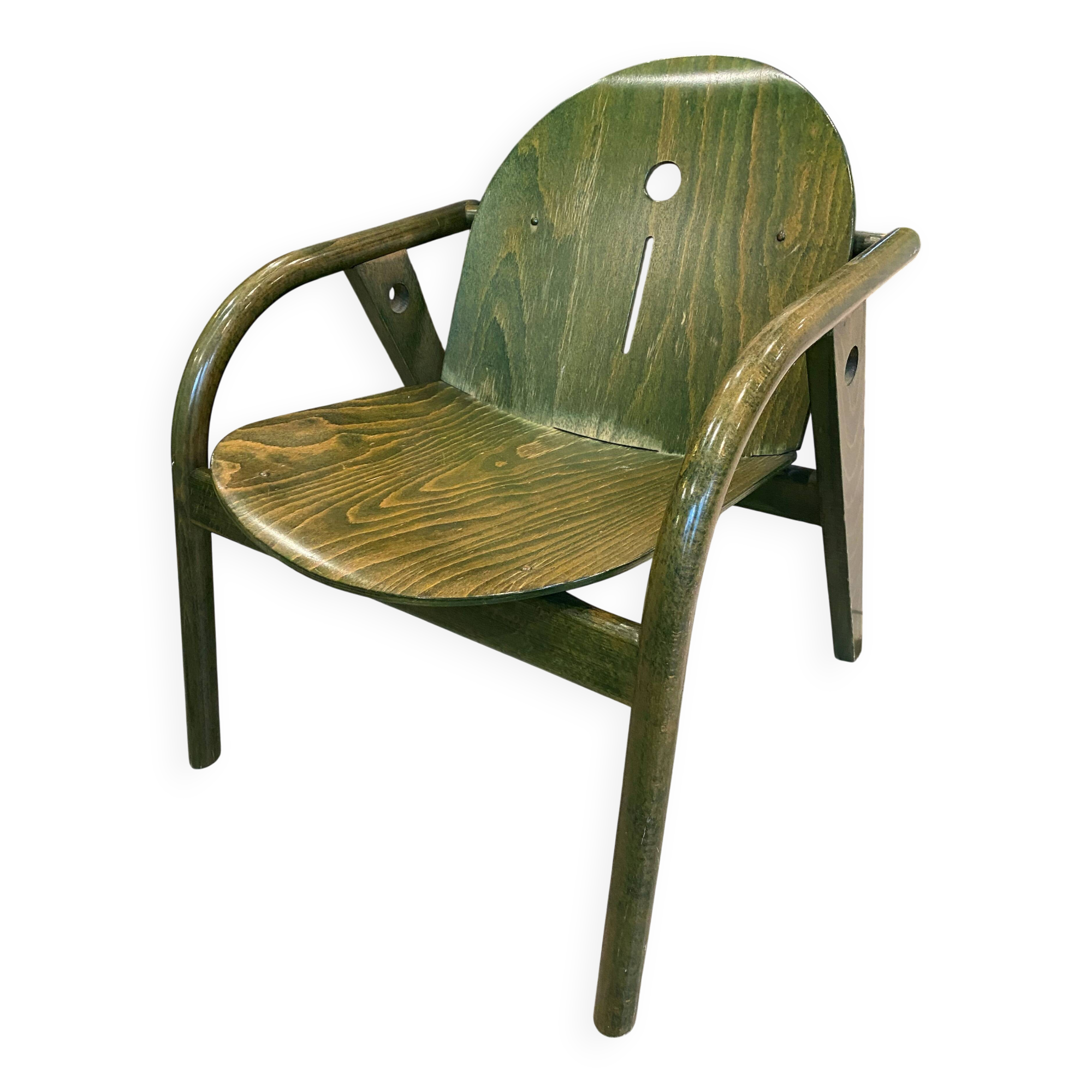 Vintage green Baumann lounge armchair from the 70s