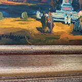 Oil on faesite, square with figures, gerolamo bolli (pisa 1933-2009)