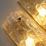 Pair of glass and brass sconces by Carl Fagerlund for Orrefors, 1960