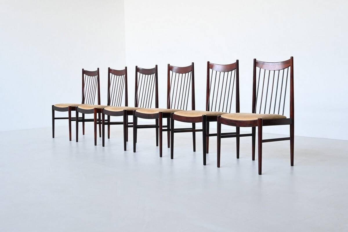 Helge Sibast set of six dining chairs in rosewood Denmark 1960