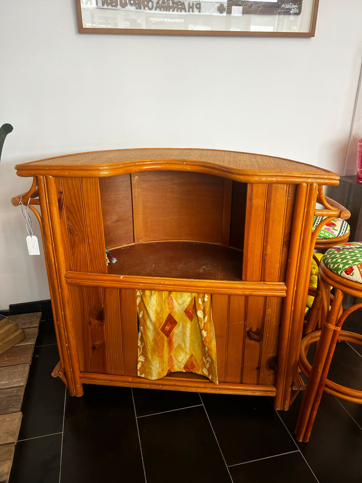 Bar and bamboo rattan stools 1970 maugrion gatti