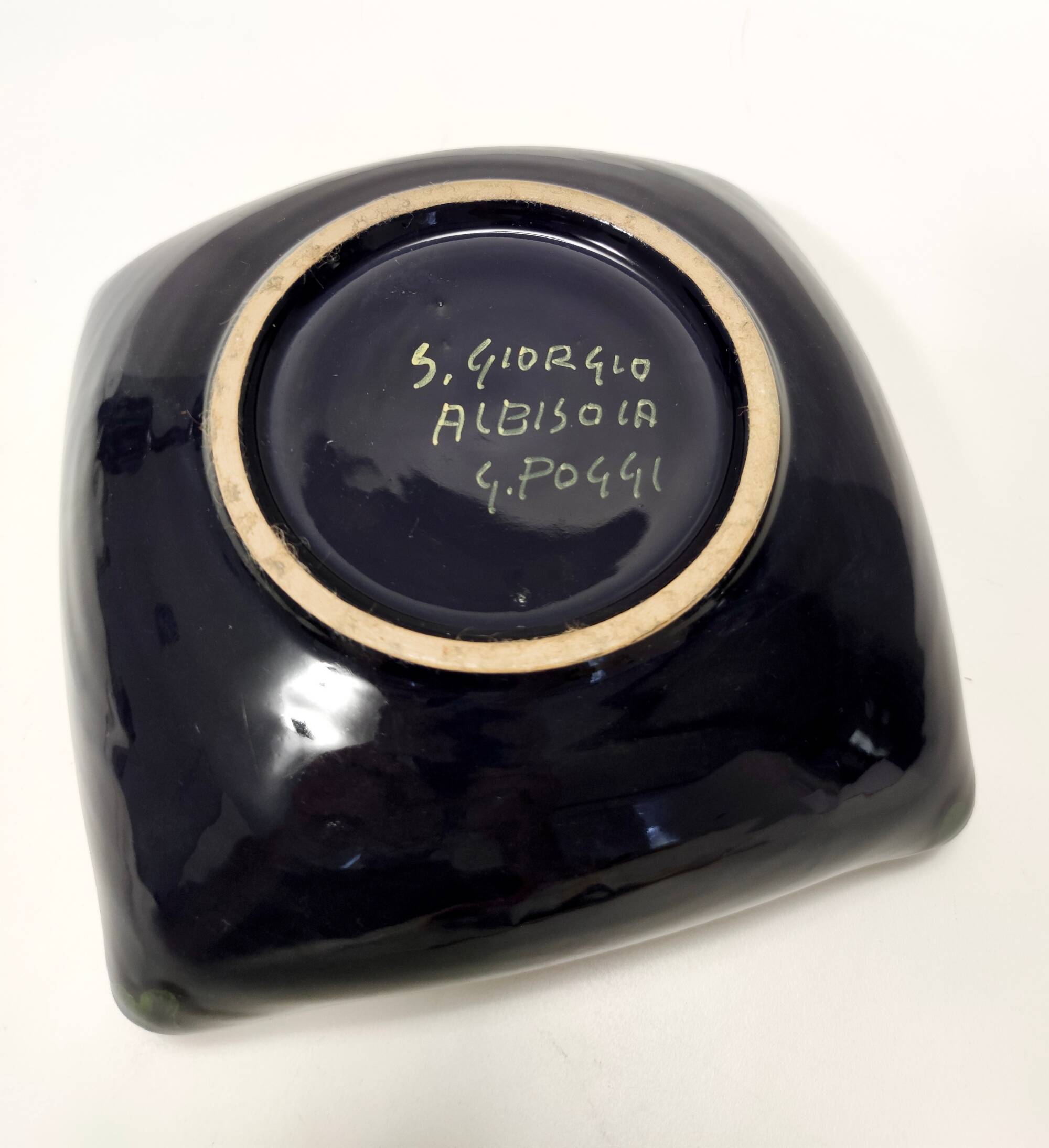 Black and Green Ceramic Vide Poche by Giovanni Poggi for San Giorgio