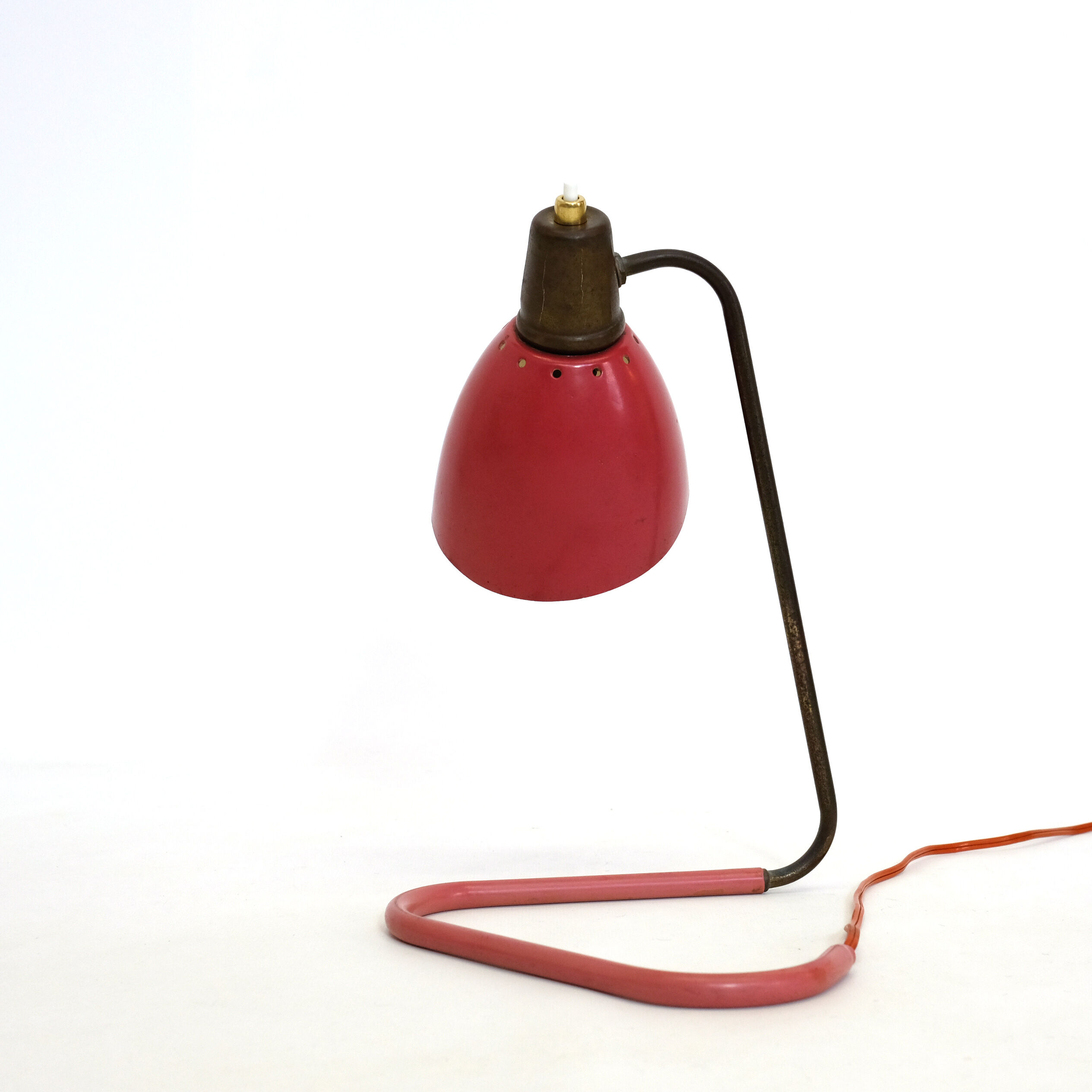 Robert Caillat, red and gold lamp from the years 1950