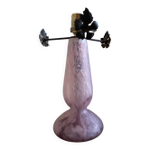 Pied de lampe en pate de verre rose
