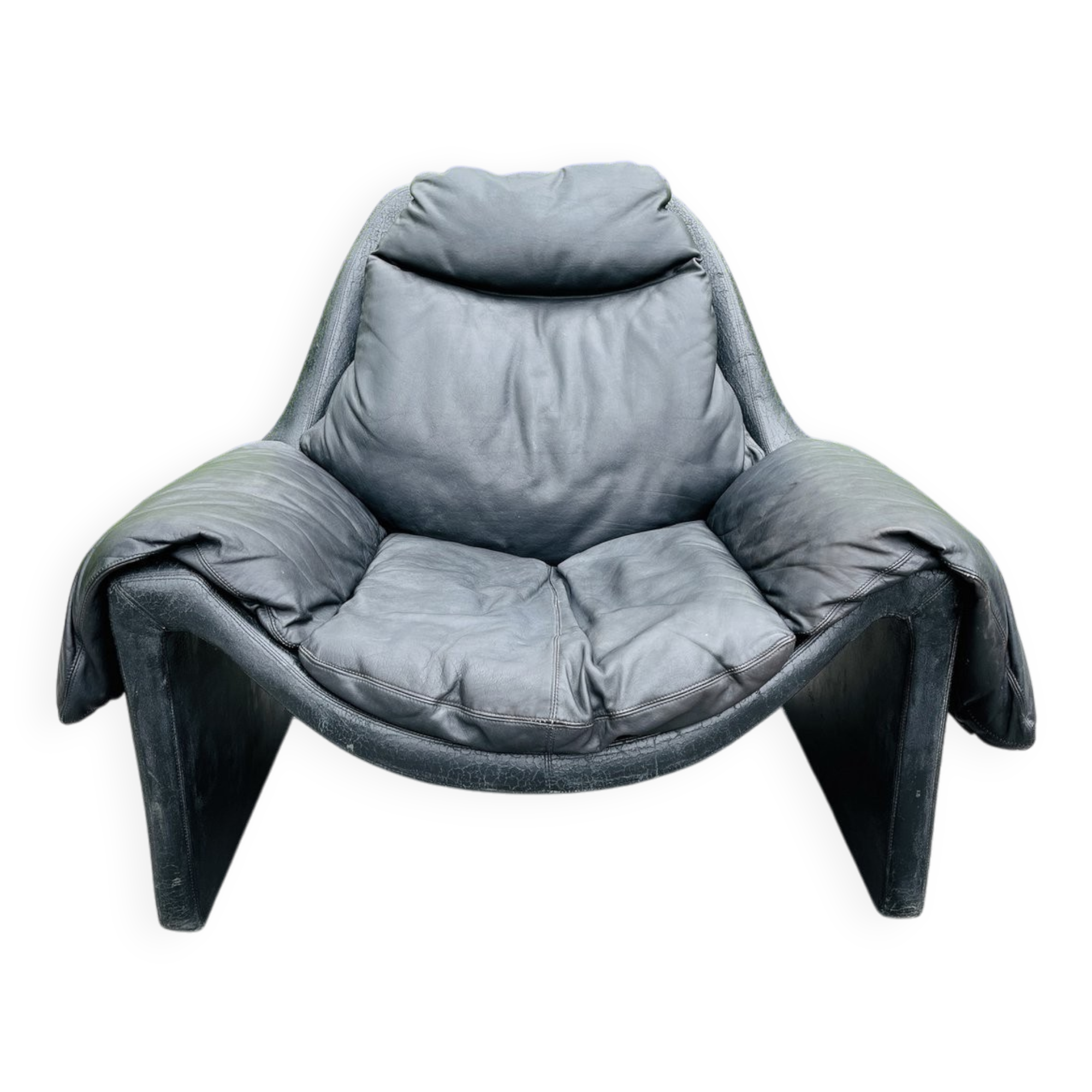 P60 black lounge chair by Vittorio Introini for Saporiti, Italy, 1960s