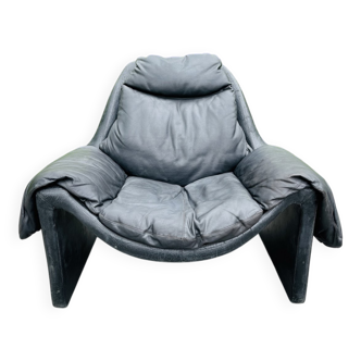 P60 black lounge chair by Vittorio Introini for Saporiti, Italy, 1960s