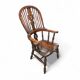 Wide arm arch back antique Windsor chair / Ash Elm rustic farmhouse Yorkshire Windsor chair / 19th century