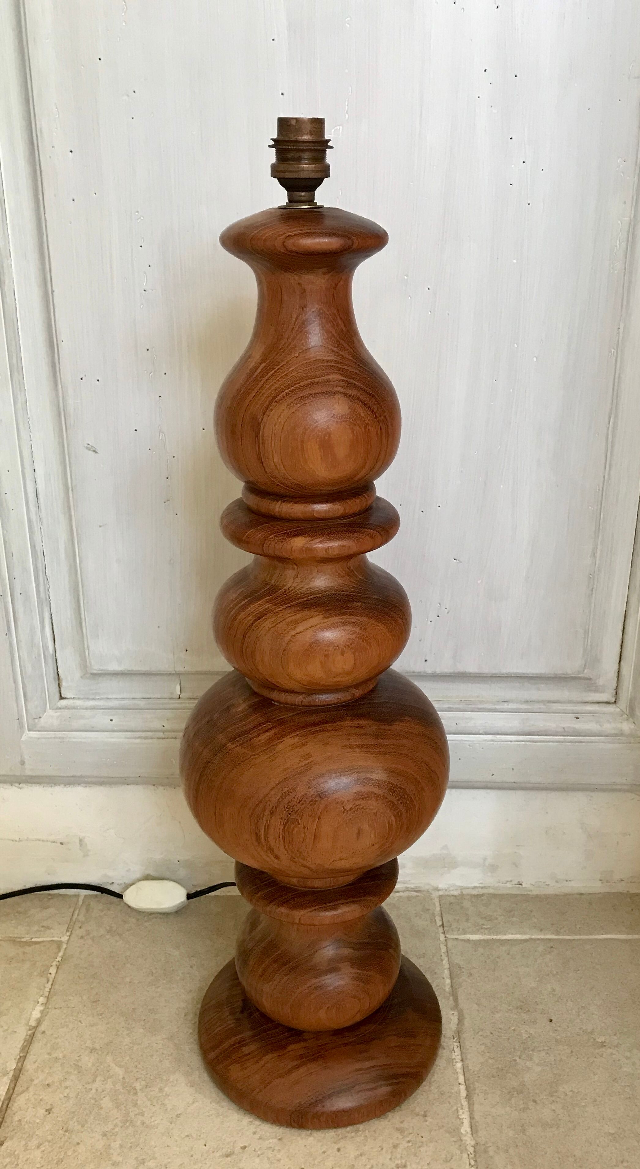 Turned wooden lamp 56cm