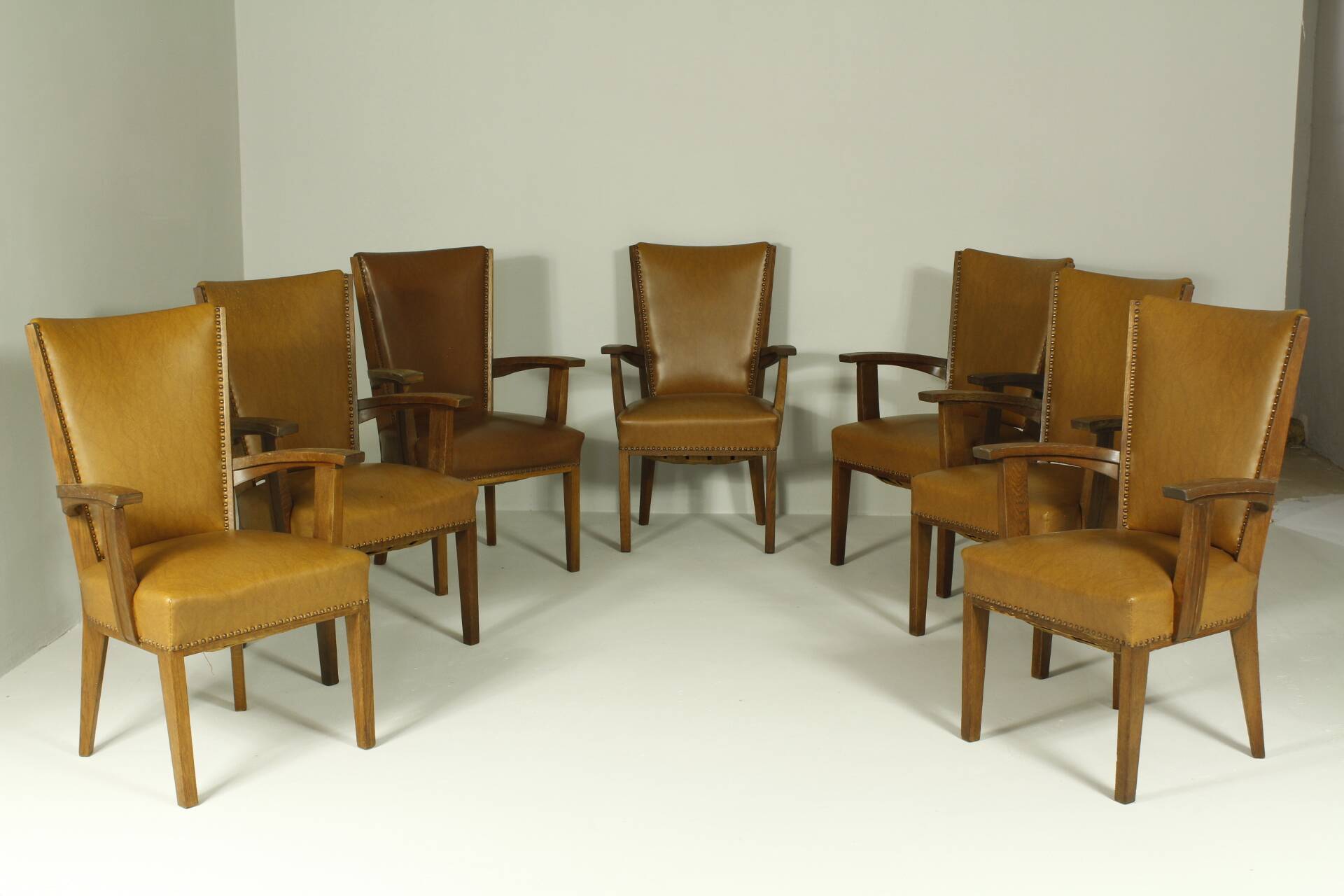 Armchairs by H. Wouda for H. Pander & Zn., 1920s, Set of 7