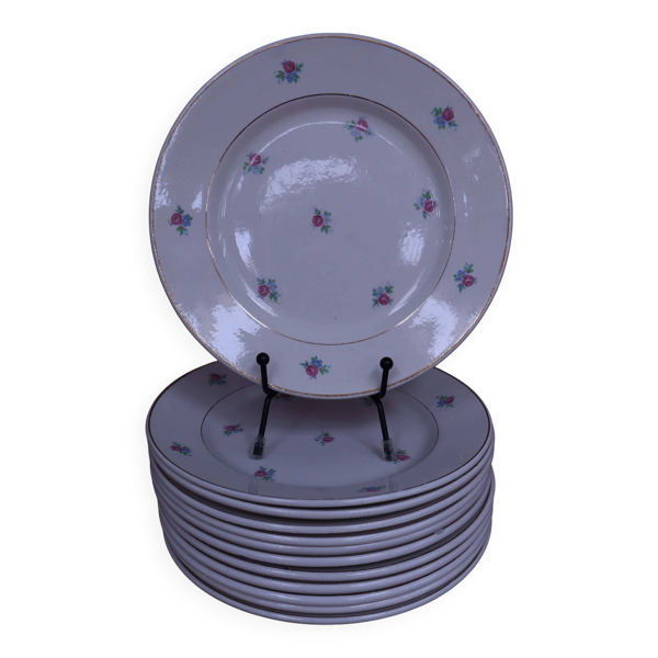 12 assiettes à dessert modèle Floréal KG Lunéville