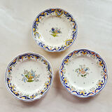 Set of 3 decorative plates Rouen earthenware Masse