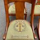 8 chaises gondoles en bois massif et tissu vert et bleu