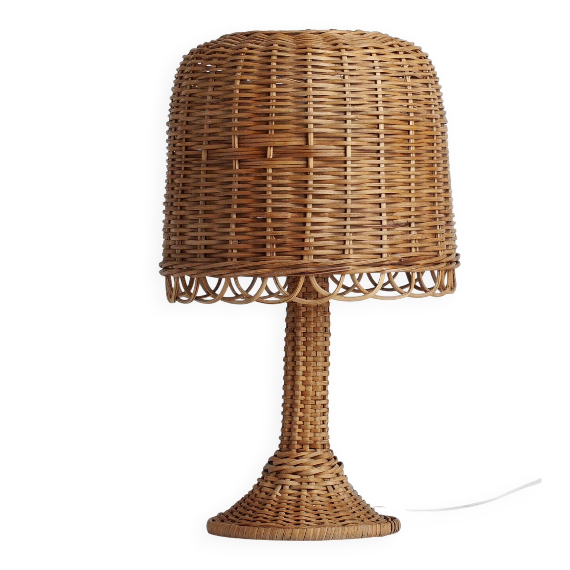 Grand lampadaire en rotin naturel