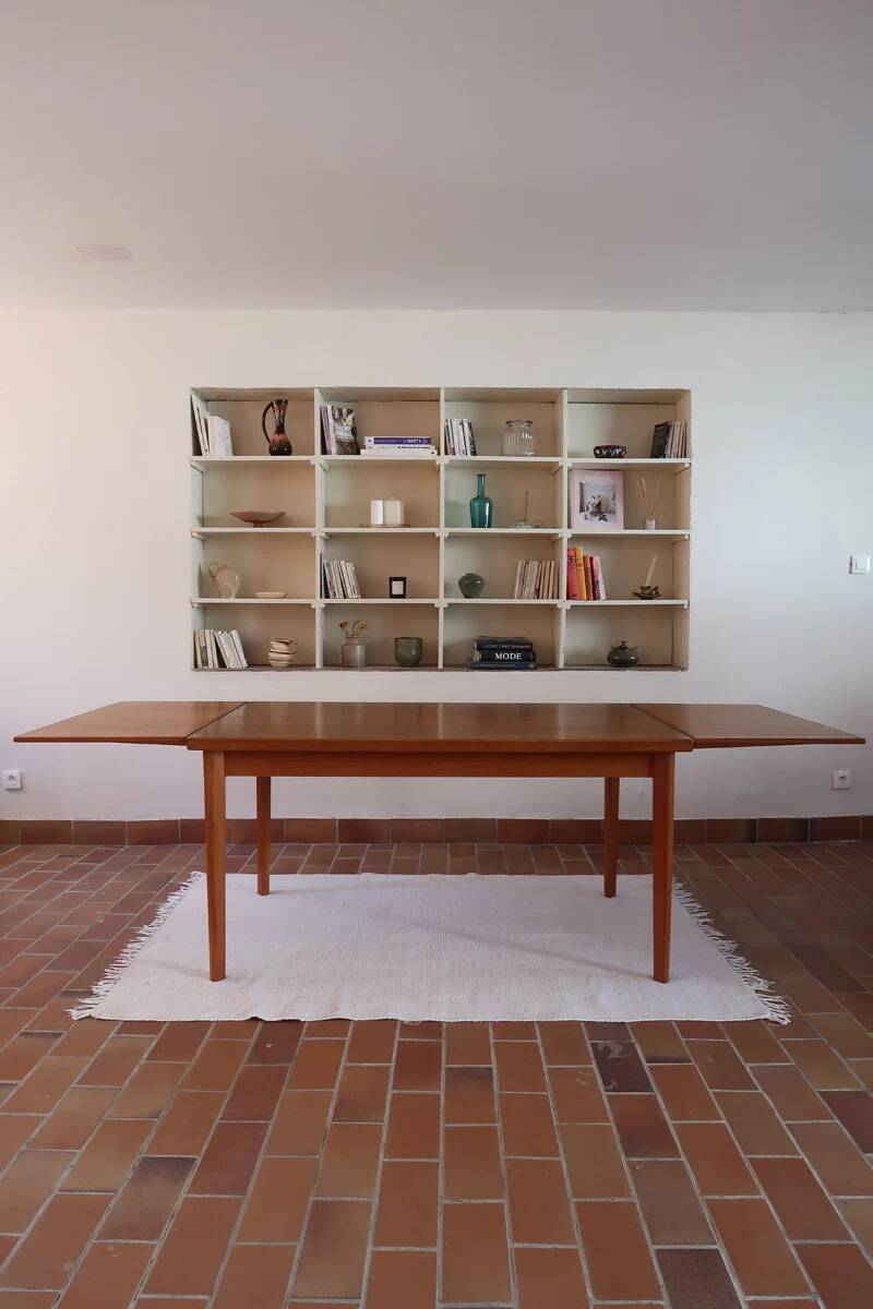 Table à manger scandinave extensible en teck années 60