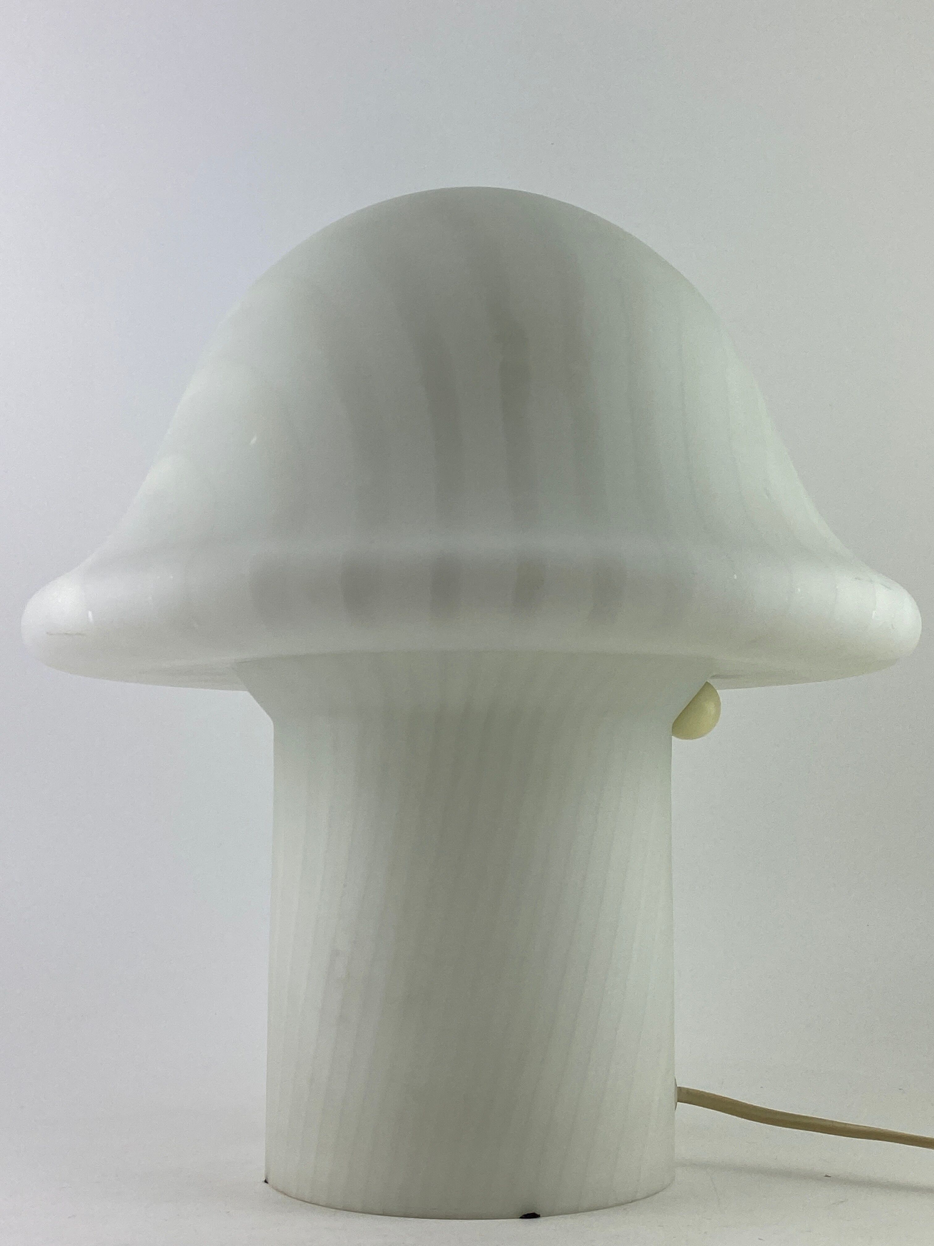 White glass Peill and Putzler mushroom table lamp XL