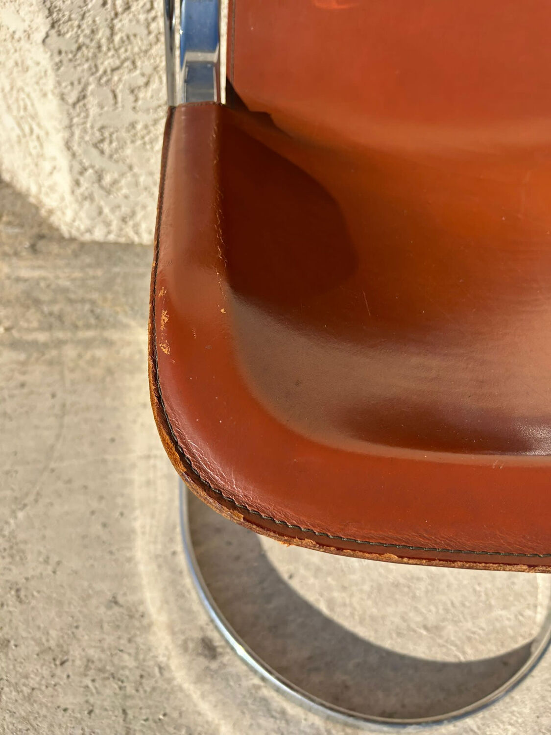 Pair of leather and chromed metal chairs year 70