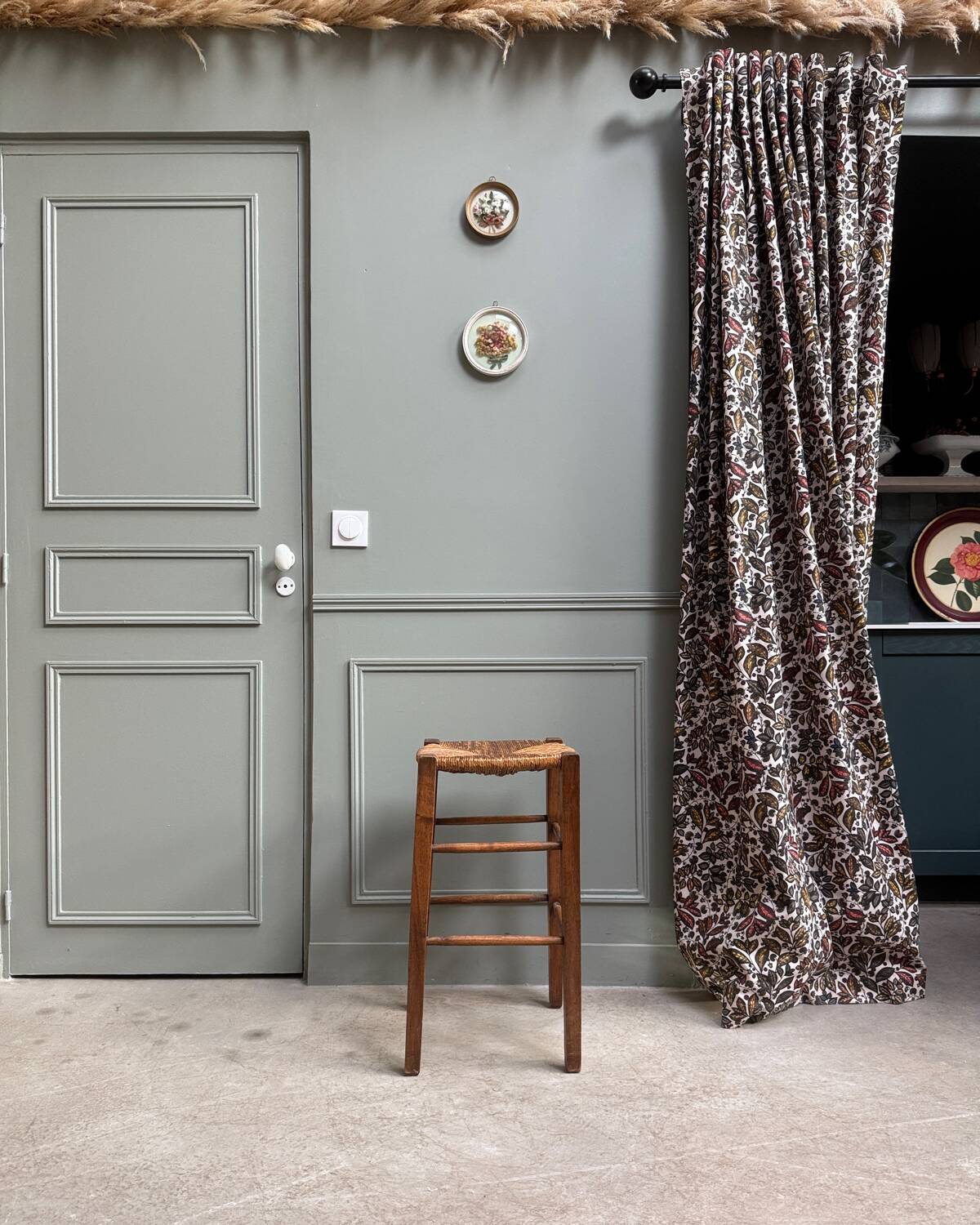 Vintage straw stool