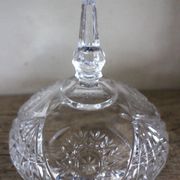 Cut glass sweet jar on feet