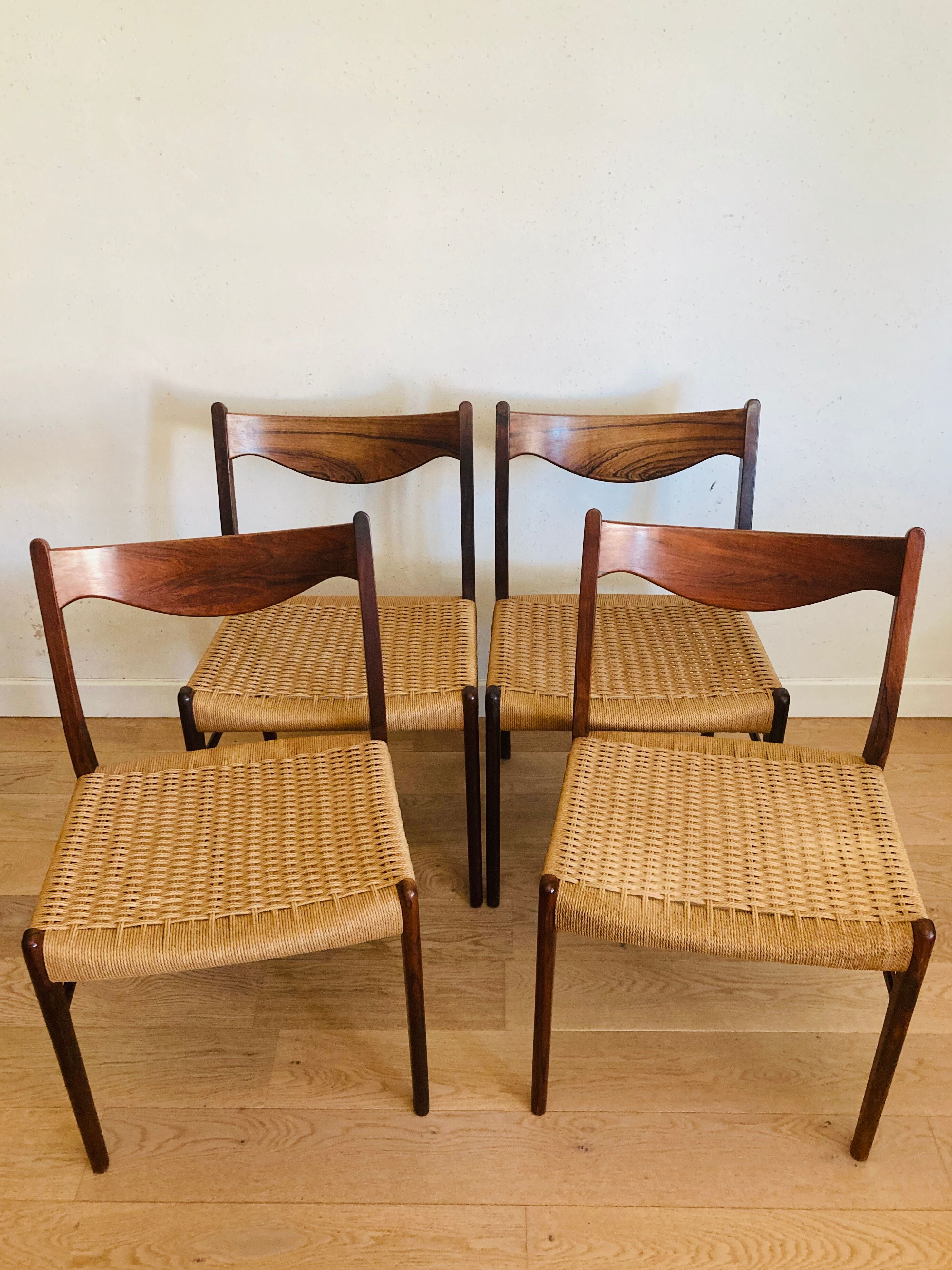 Suite of 4 Scandinavian chairs rosewood - Glyngøre Stolefabrik vintage 60s