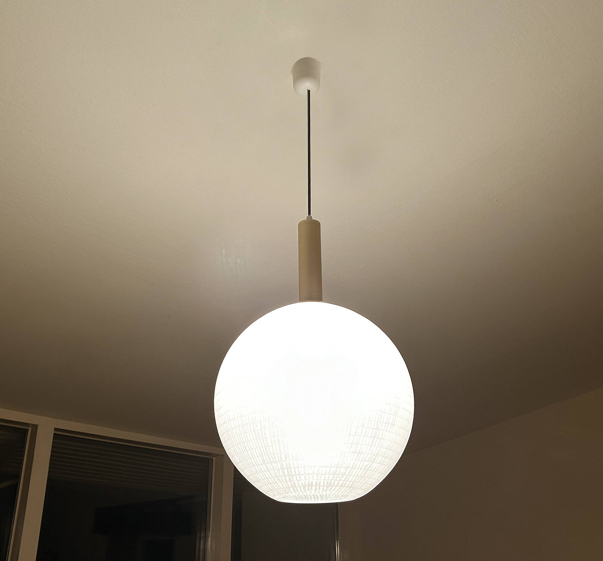 Large vintage glass ball pendant light, 60s