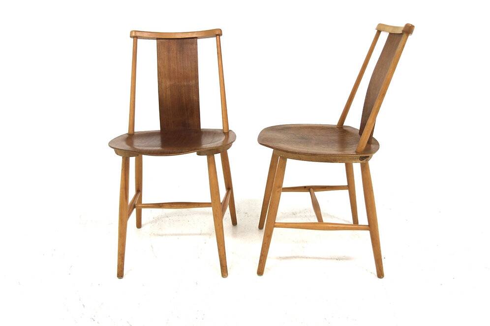 Set de 2 chaises en teck, Jan Hallberg, Edsbyverken, Suède, 1960