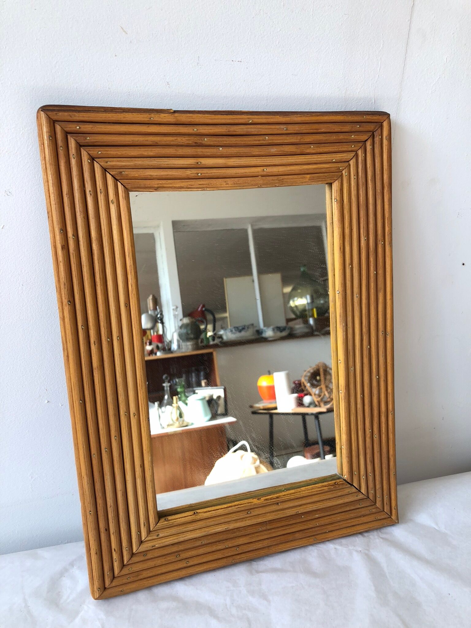 Mirror rattan rectangular 70 40x31cm