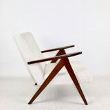 Vintage Ivory white Boucle Model B-310 Armchair, 1970s