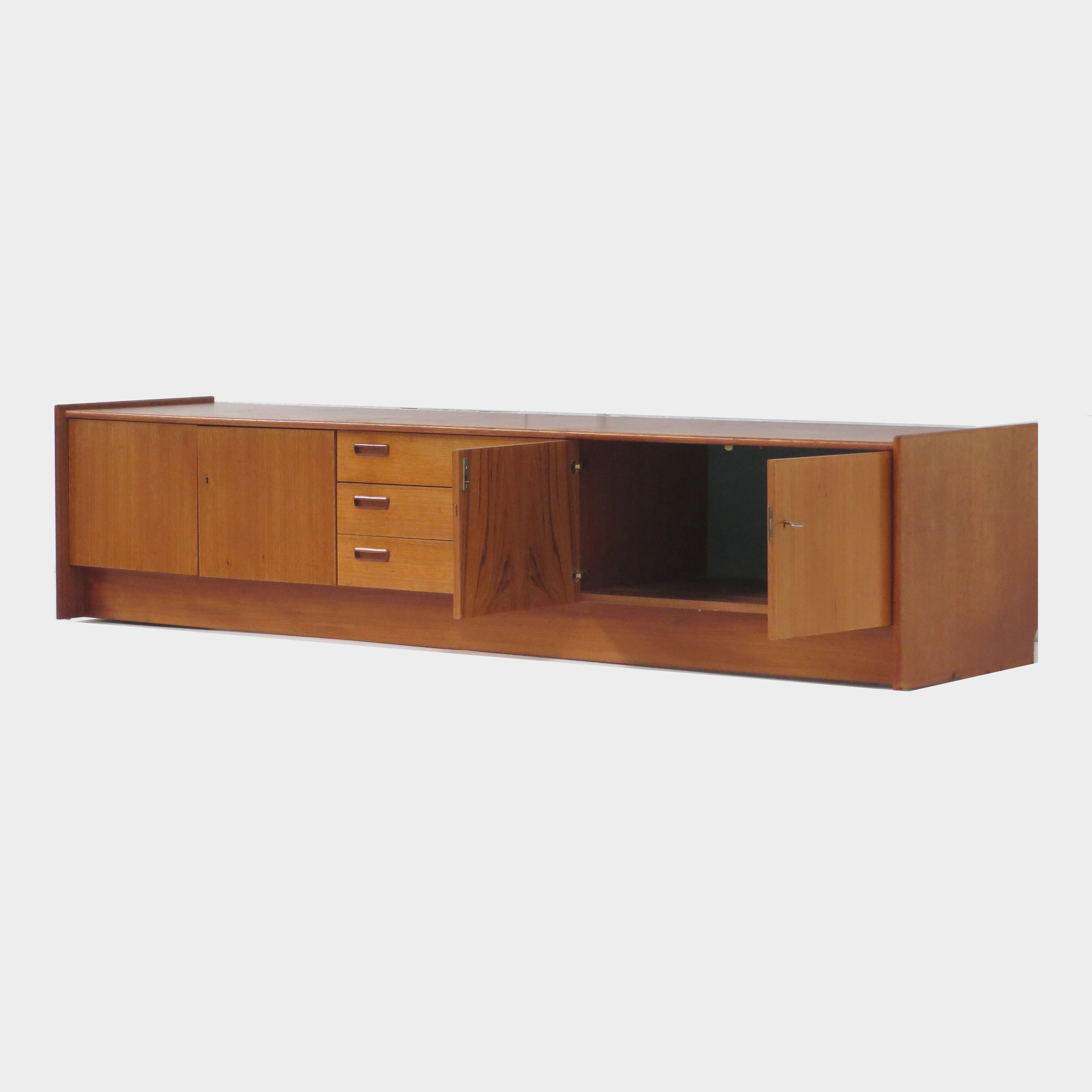 Lowboard with 3 drawers and 4 doors made of teak, 1960s